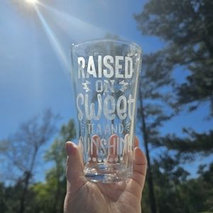 Hand Etched Beautiful Beacons Raised on Sweet Tea and Sunshine Pint Glass